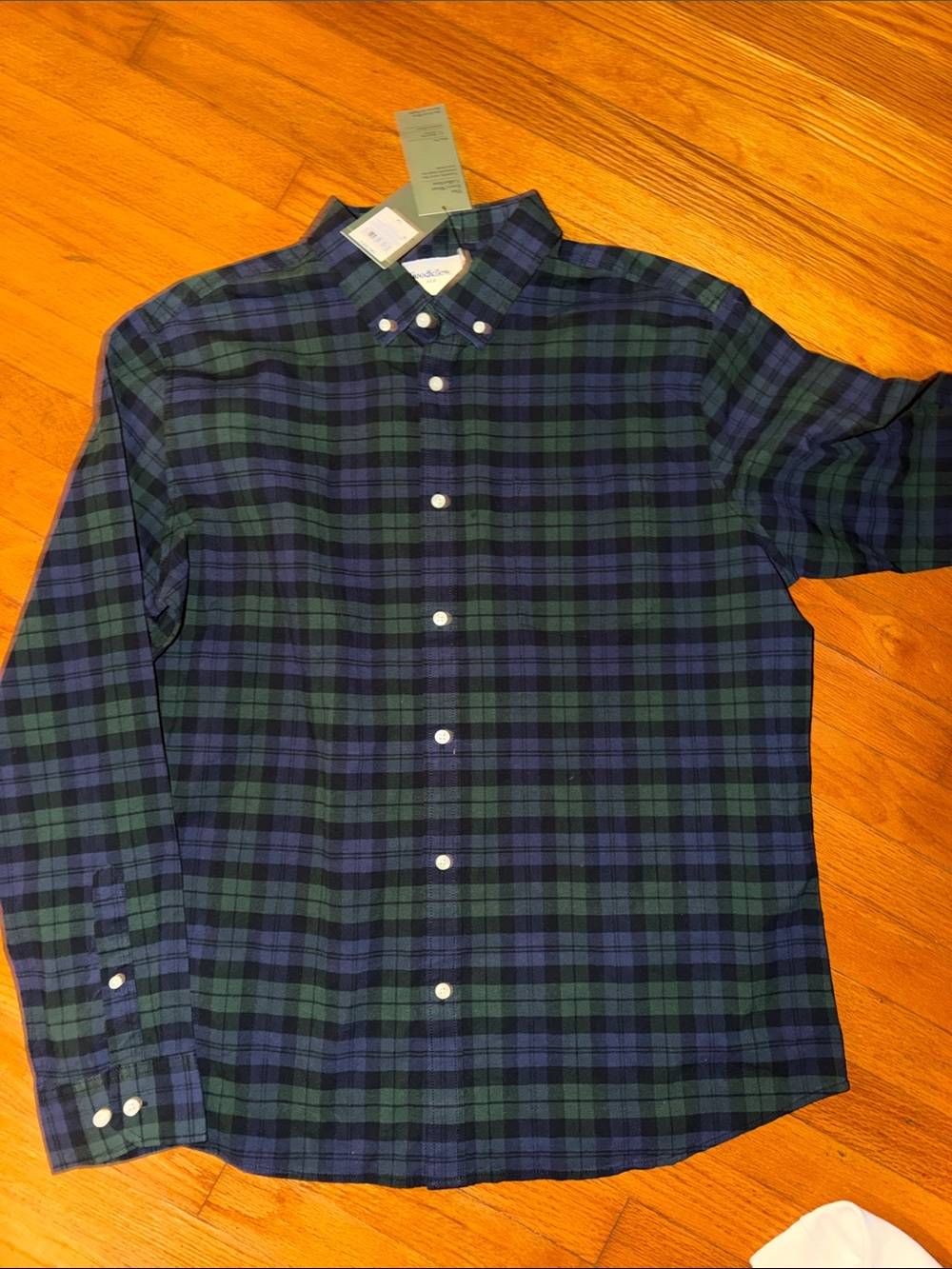 Men's Button-Down Plaid Shirt - Green & Navy BNWT Goodfellow & Co